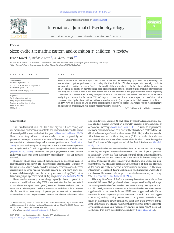 (PDF) Sleep cyclic alternating pattern and cognition in children A