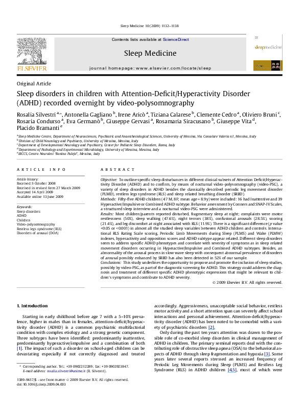 (PDF) Sleep disorders in children with Attention-Deficit/Hyperactivity ...