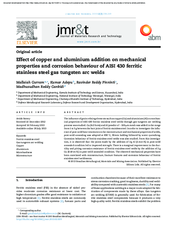 (PDF) Effect of copper and aluminium addition on mechanical properties ...