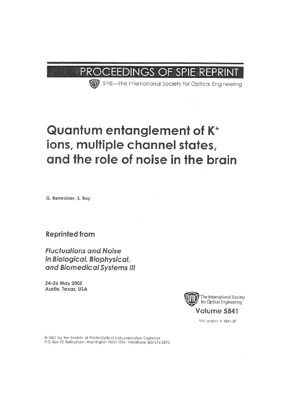 (PDF) Quantum entanglement of K+ ions, multiple channel states, and the ...
