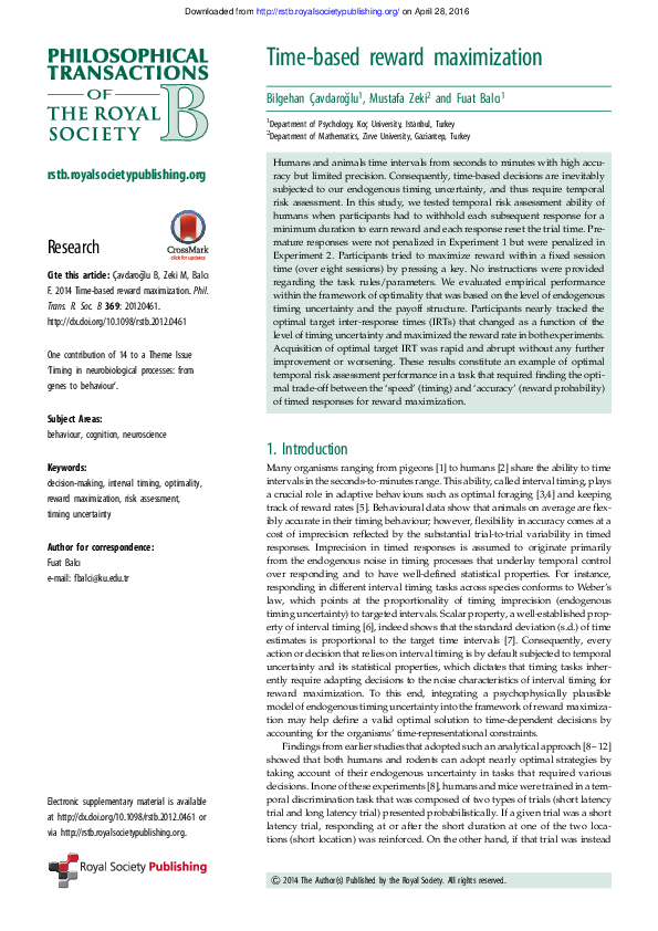 (PDF) Time-based reward maximization