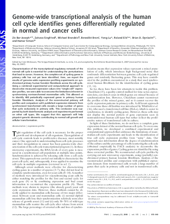 (PDF) Genome-wide transcriptional analysis of the human cell cycle ...