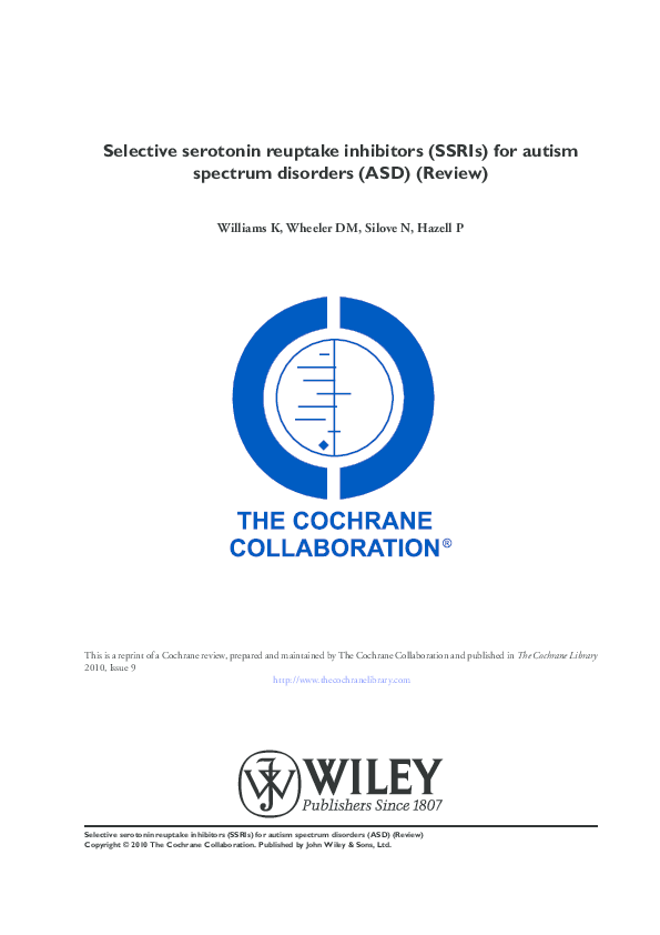 (PDF) Cochrane review: Selective serotonin reuptake inhibitors (SSRIs ...
