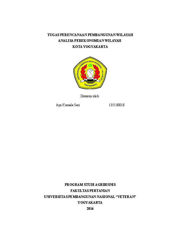 (DOC) Contoh Makalah Analisa Perekonomian Wilayah Ayu (DOC) Contoh Makalah Analisa Perekonomian Wilayah Ayu