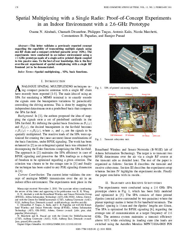 (PDF) Spatial Multiplexing with a Single Radio: Proof-of-Concept ...