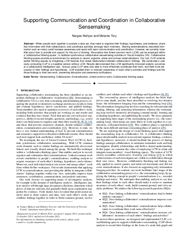 (PDF) Supporting Communication and Coordination in Collaborative ...