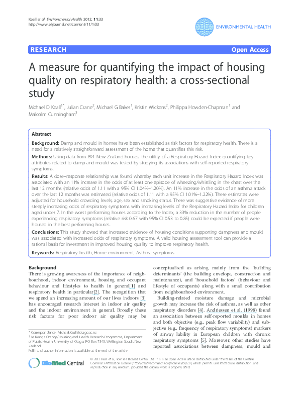 (PDF) A measure for quantifying the impact of housing quality on ...