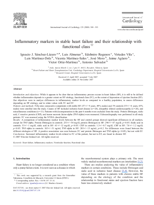 (PDF) Inflammatory markers in stable heart failure and their ...