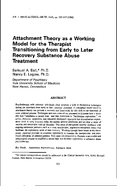 (PDF) Attachment Theory as a Working Model for the Therapist ...