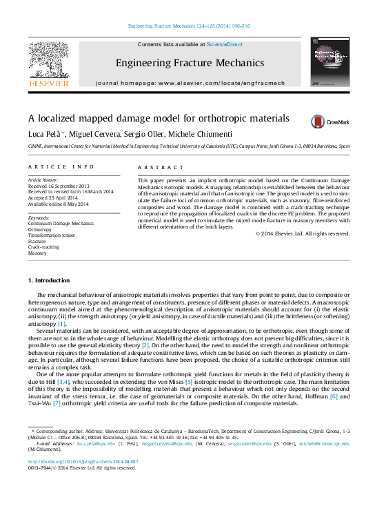 A localized mapped damage model for orthotropic materials