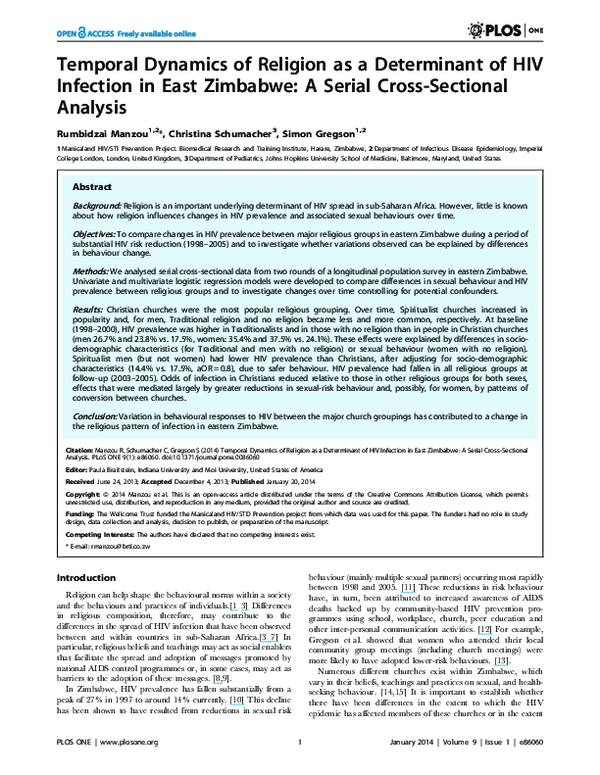 (PDF) Temporal Dynamics of Religion as a Determinant of HIV Infection ...