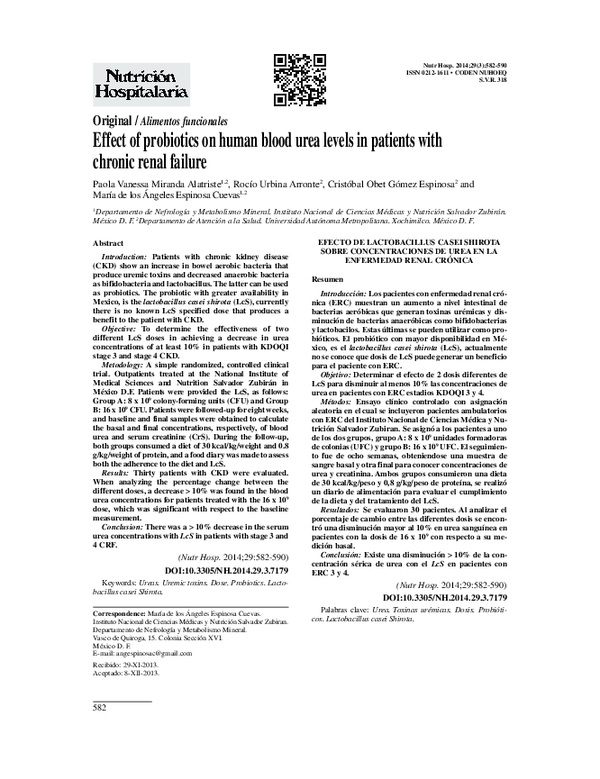 (PDF) Effect of probiotics on human blood urea levels in patients with ...