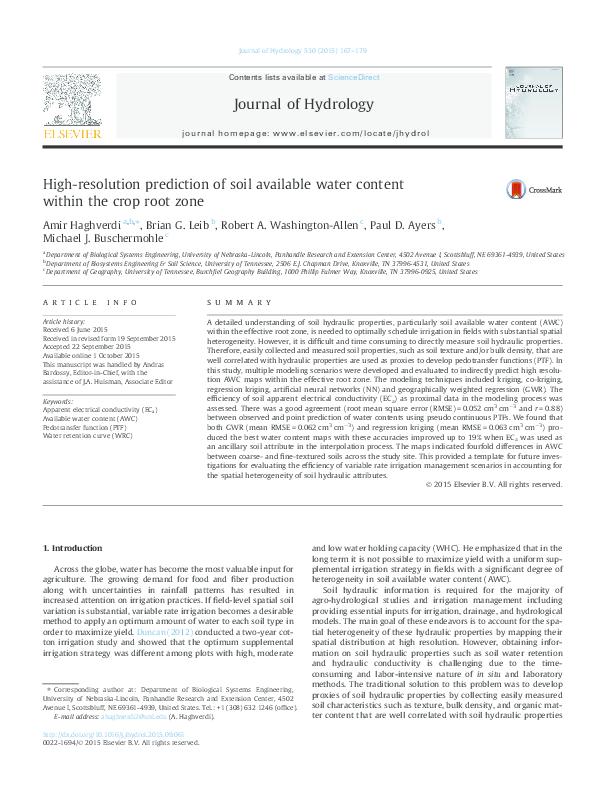 (PDF) High-resolution prediction of soil available water content within ...
