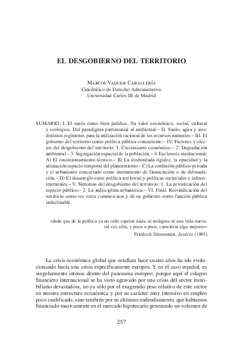 El desgobierno del territorio