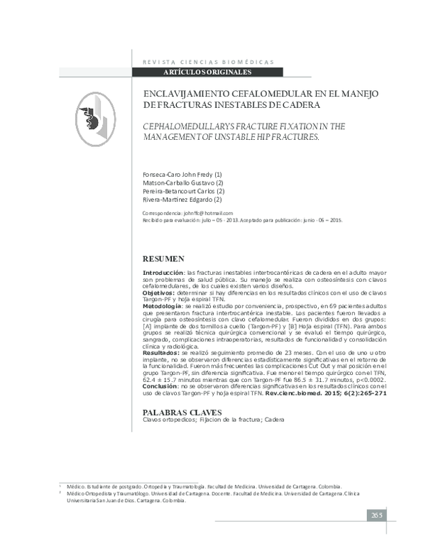 (PDF) CEPHALOMEDULLARYS FRACTURE FIXATION IN THE MANAGEMENT OF UNSTABLE