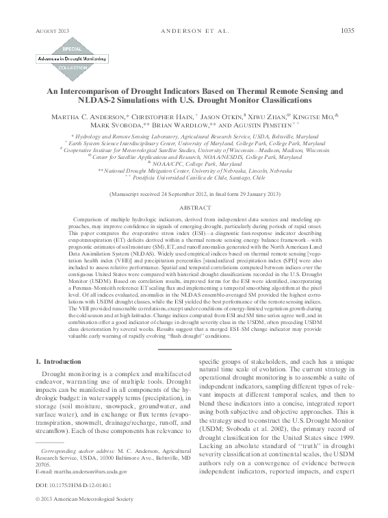 (PDF) An of Drought Indicators Based on Thermal Remote
