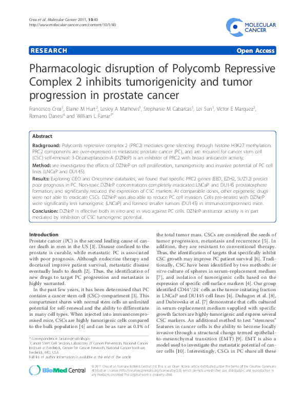 (PDF) Pharmacologic disruption of Polycomb-repressive complex 2 ...
