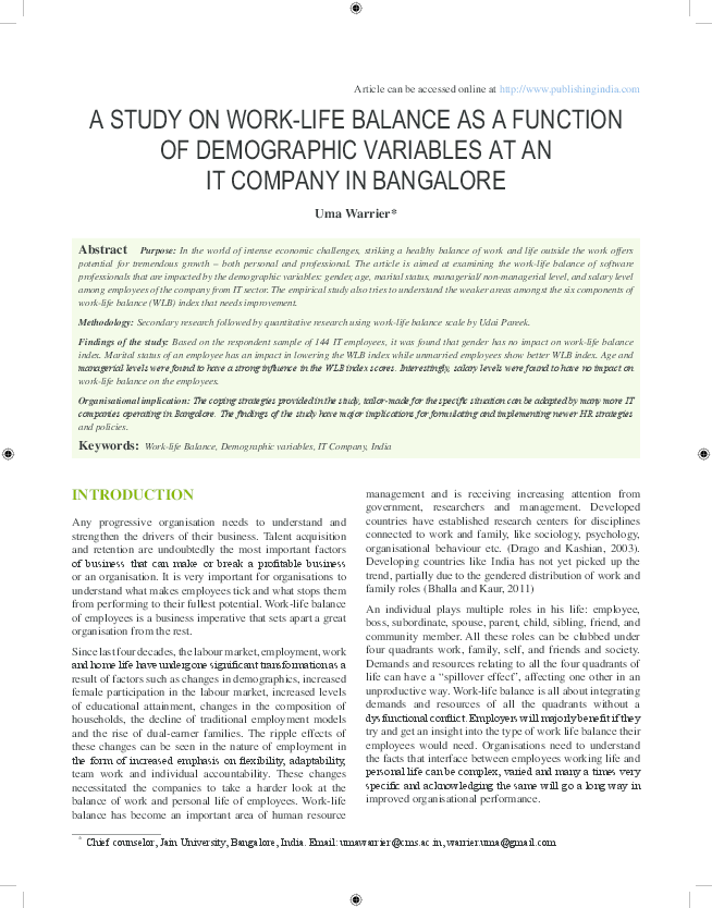 (PDF) work life balance
