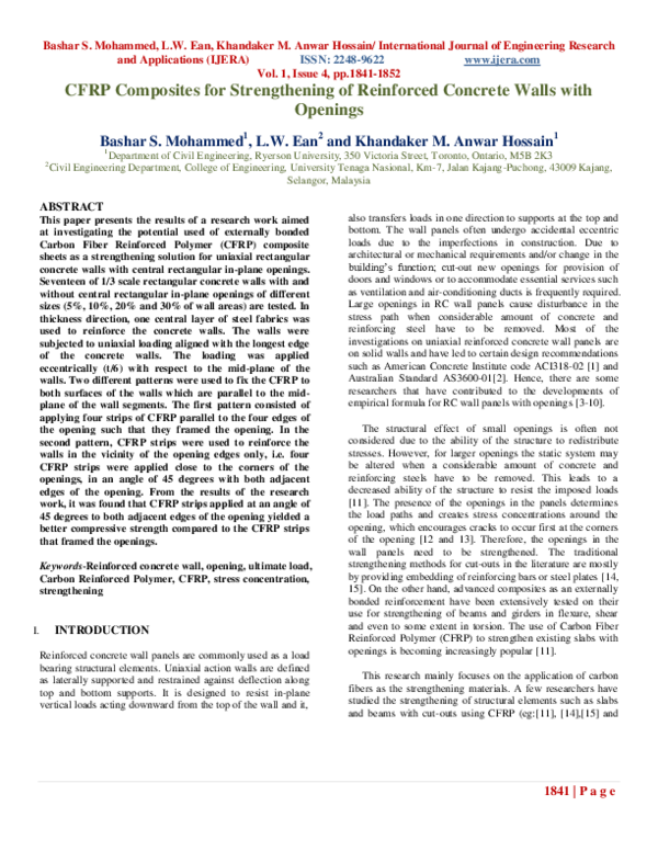 (PDF) CFRP Composites for Strengthening of Reinforced Concrete Walls ...