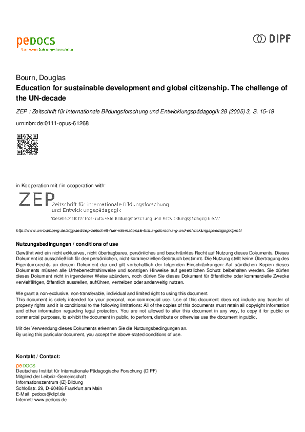 (PDF) Education for sustainable development and global citizenship. The ...