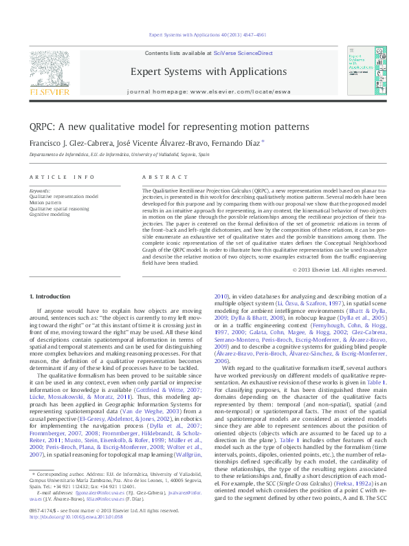 (PDF) QRPC: A new qualitative model for representing motion patterns