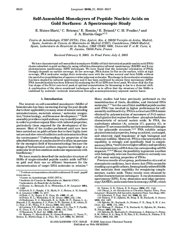 (PDF) Self-Assembled Monolayers of Peptide Nucleic Acids on Gold ...