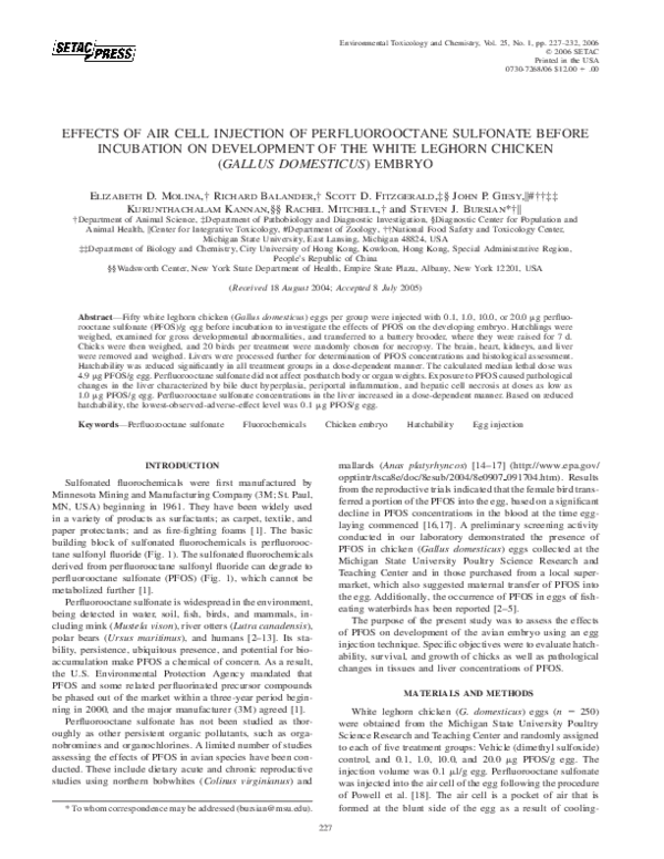 (PDF) Effects of air cell injection of perfluorooctane sulfonate before ...