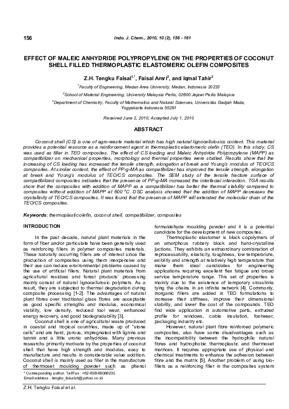 (PDF) Effect of Maleic Anhydride Polypropylene on the Properties of ...