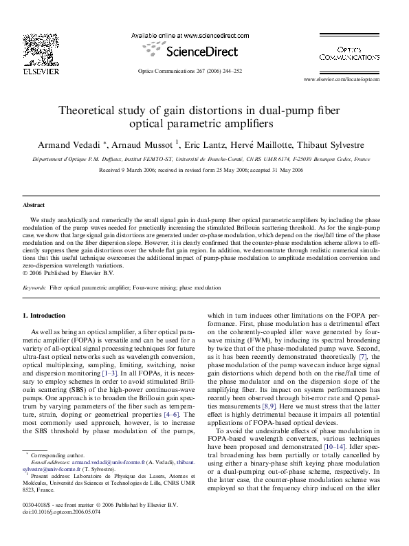 (PDF) Theoretical study of gain distortions in dual-pump fiber optical ...