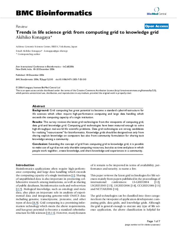 (PDF) Trends in life science grid: from computing grid to knowledge grid