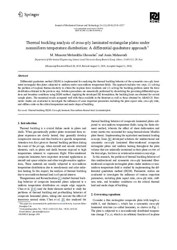 (PDF) Thermal buckling analysis of crossply laminated composite beams