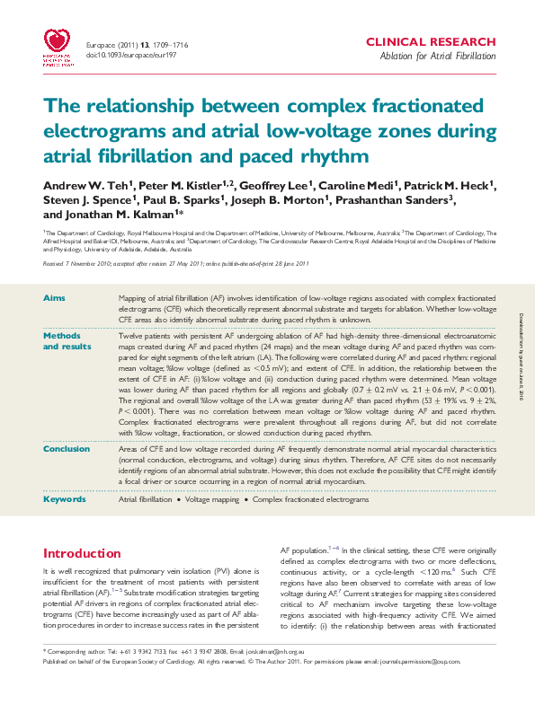 (PDF) The relationship between complex fractionated electrograms and ...