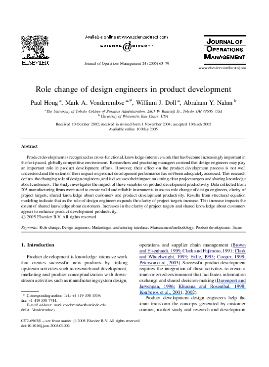 (PDF) Role change of design engineers in product development