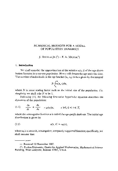 (PDF) Numerical methods for a model of population dynamics