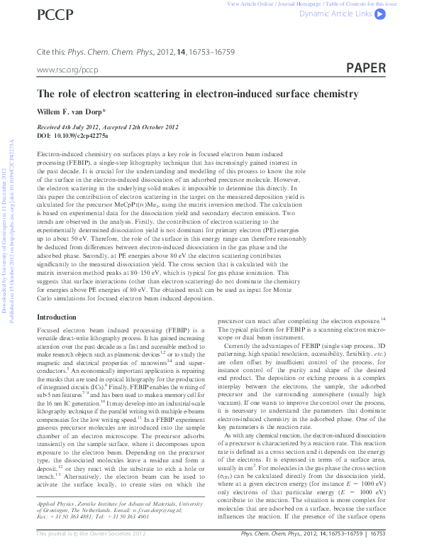 (PDF) The role of electron scattering in electron-induced surface chemistry