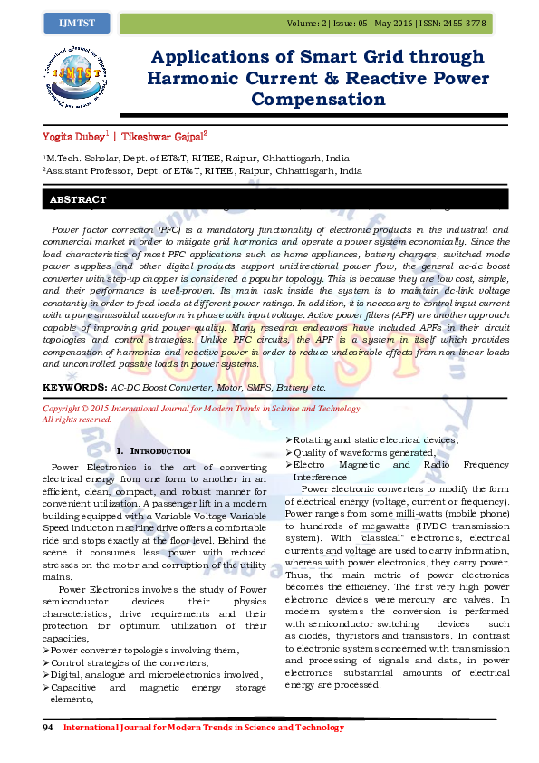 (PDF) Applications of Smart Grid through Harmonic Current & Reactive ...