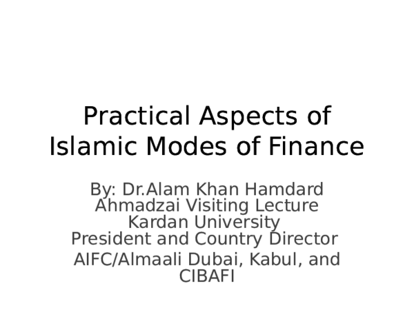(PPT) Practical aspects of Islamic Modes of Finance in Banking and ...