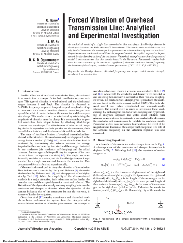 (PDF) Forced Vibration of Overhead Transmission Line: Analytical and ...