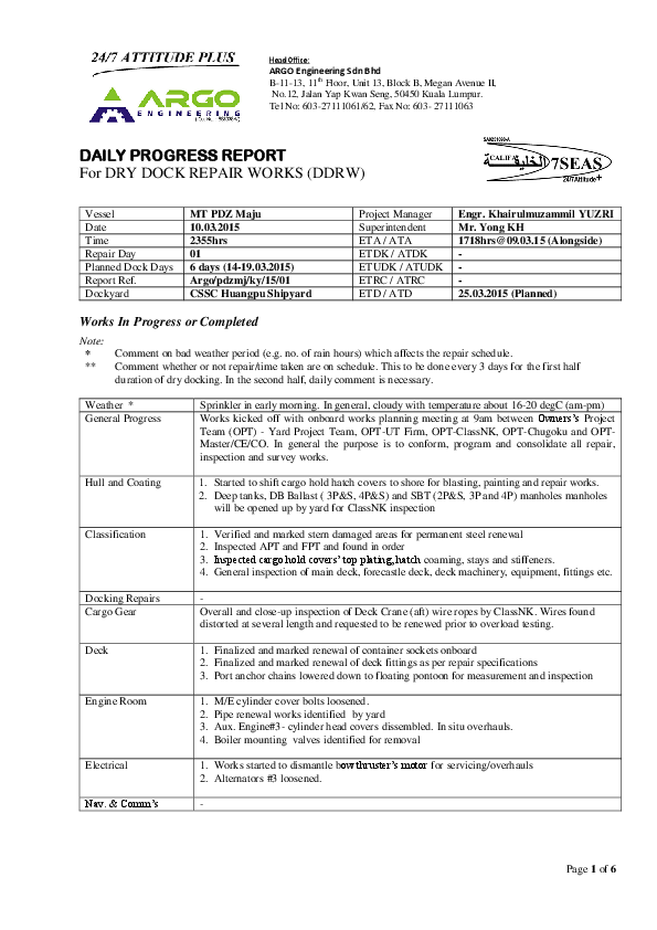 Dry dock schedule picture