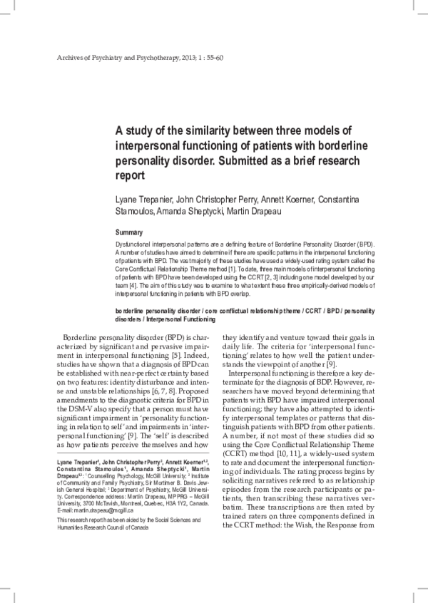 (PDF) A study of the similarity between three models of interpersonal ...