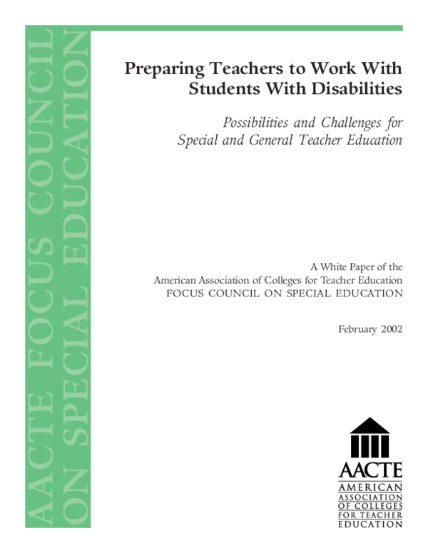 (PDF) Preparing Teachers To Work With Students With Disabilities ...