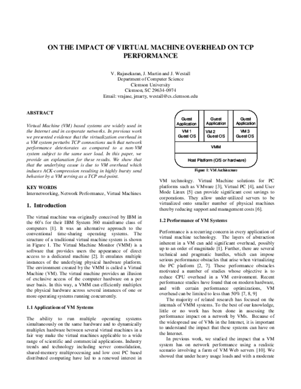 (PDF) On the Impact of Virtual Machine Overhead on TCP Performance