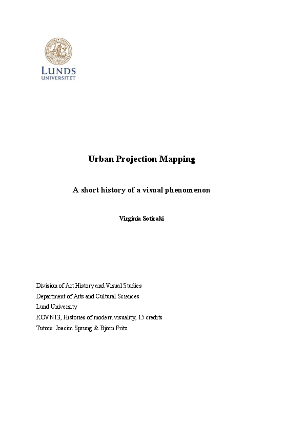 (PDF) Urban Projection Mapping A short history of a visual phenomenon