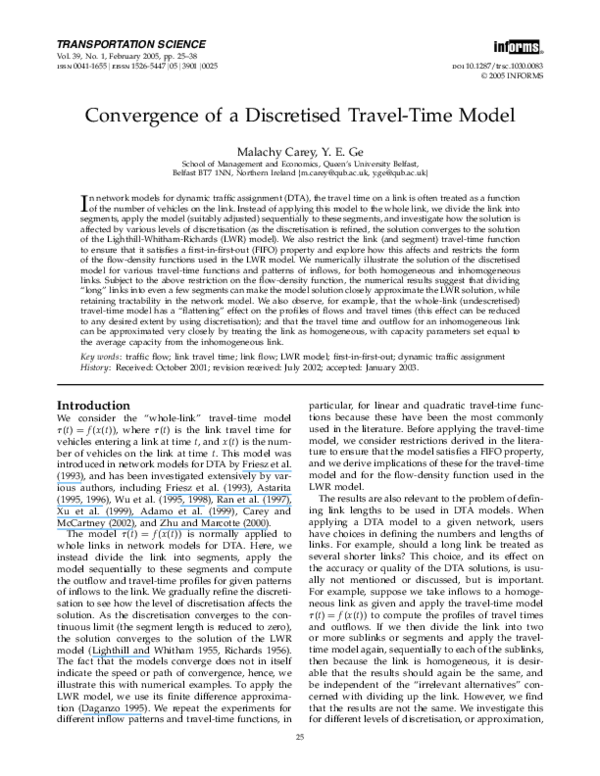 (PDF) Convergence of a Discretised Travel-Time Model