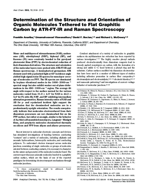 (PDF) Determination of the Structure and Orientation of Organic Molecules Tethered to Flat