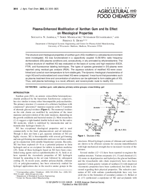 (PDF) Plasmaenhanced modification of xanthan gum and its