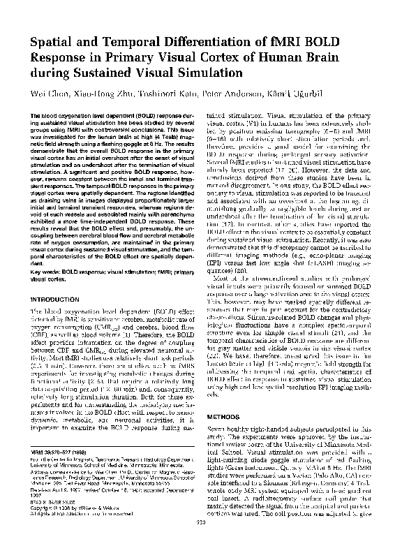 (PDF) Spatial and temporal differentiation of fMRI BOLD response in ...