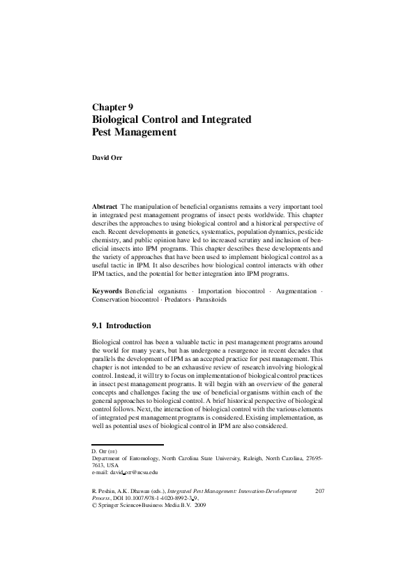 (PDF) Biological Control and Integrated Pest Management Muhammad