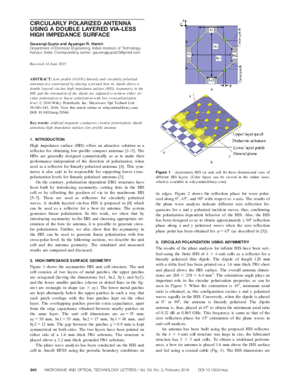 (PDF) CIRCULARLY POLARIZED ANTENNA USING A DOUBLE LAYERED VIA-LESS HIGH ...
