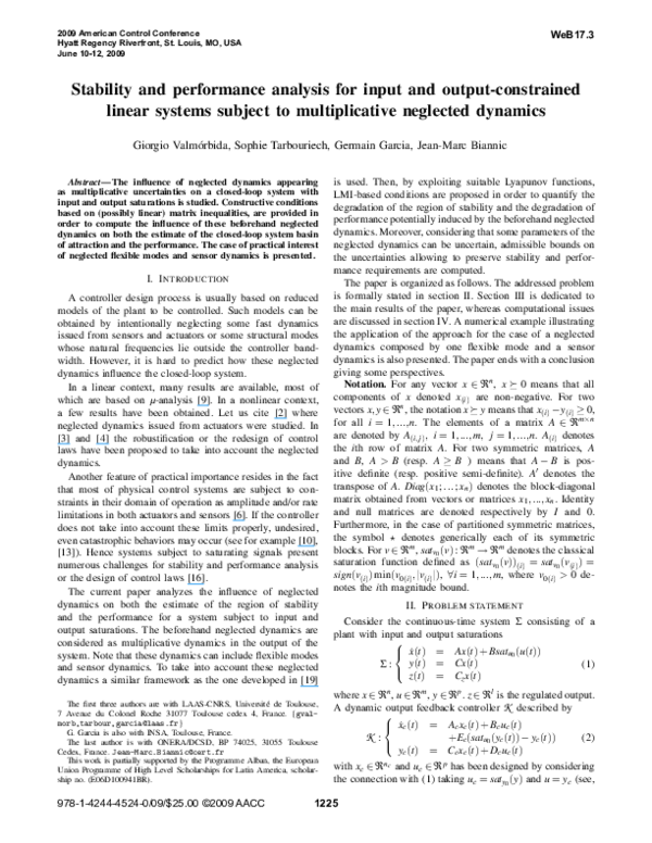 (PDF) Stability and performance analysis for input and output ...